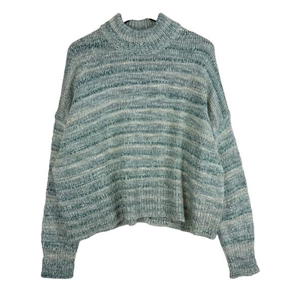 J.Crew Womens L Space-dyed Mock Neck Knit Sweater Blue Acrylic Wool - Picture 1 of 10